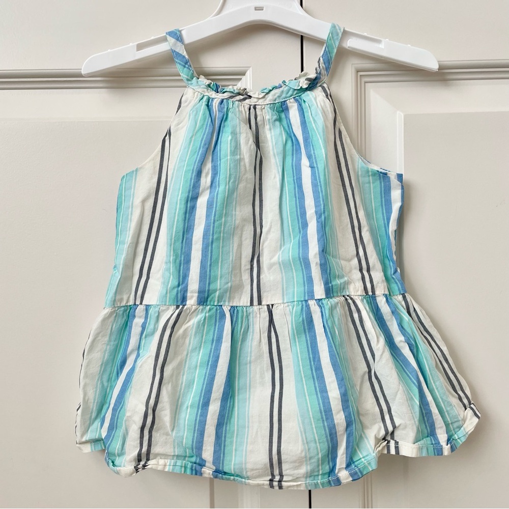 Gap toddler girls blue striped peplum sleeveless top size 5Y